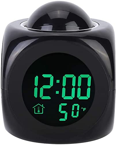 DIGSMORDEN Wall Projector Clock, Multi-Function Digital Projection Digital Alarm Clock Projection on Ceiling, Temperature Display LED Alarm Clock Wall Projection Clock with Voice Talking Function