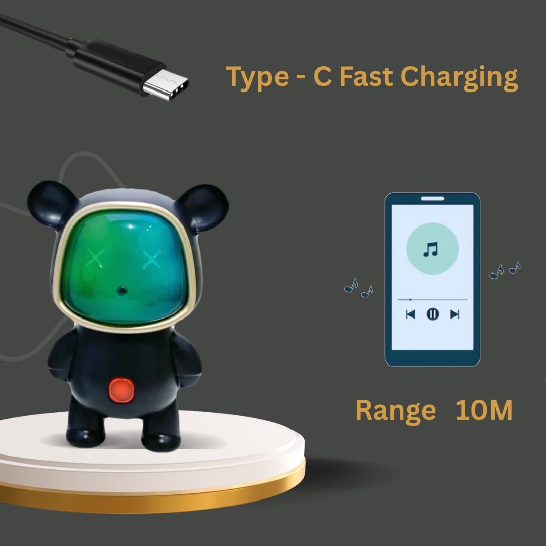 Technuv Newly Launched Astronaut X-868|5W Mini Wireless Bluetooth Speaker| 5-7Hrs Playtime| Vivid RGB Lights| RGB Sound Effect| Multi-Play Modes BTV5.3/TF Card/Pen Drive & Type-C Charging Port (Pink)