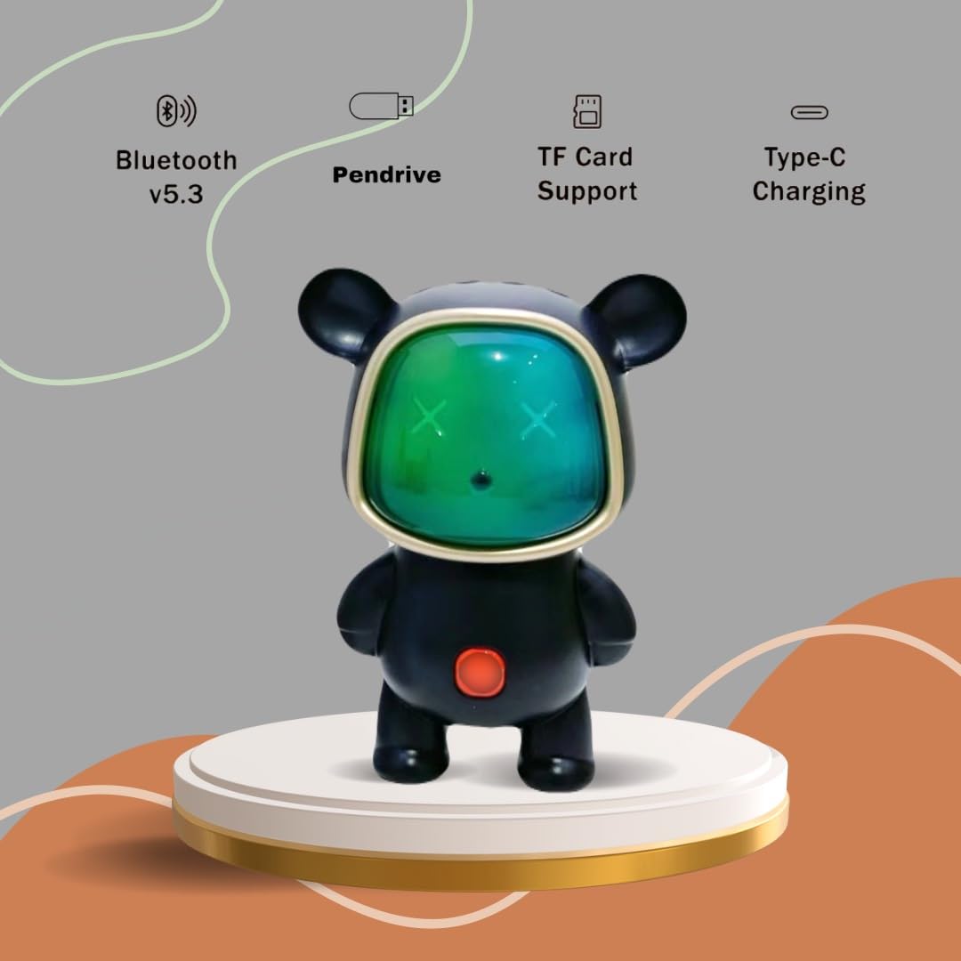 Technuv Newly Launched Astronaut X-868|5W Mini Wireless Bluetooth Speaker| 5-7Hrs Playtime| Vivid RGB Lights| RGB Sound Effect| Multi-Play Modes BTV5.3/TF Card/Pen Drive & Type-C Charging Port (Pink)