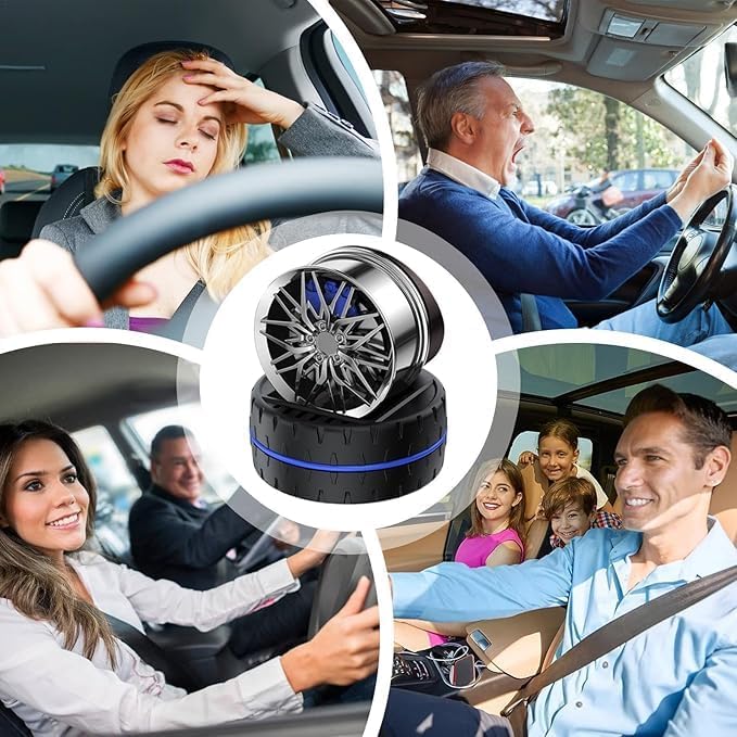 Solar Rotating Car Dashboard Air Freshener/Perfume Diffuser | Metal Body & Alloy Wheel Hub Design with Perfume Liquid for Car Interior Decoration Accessories (Standard)