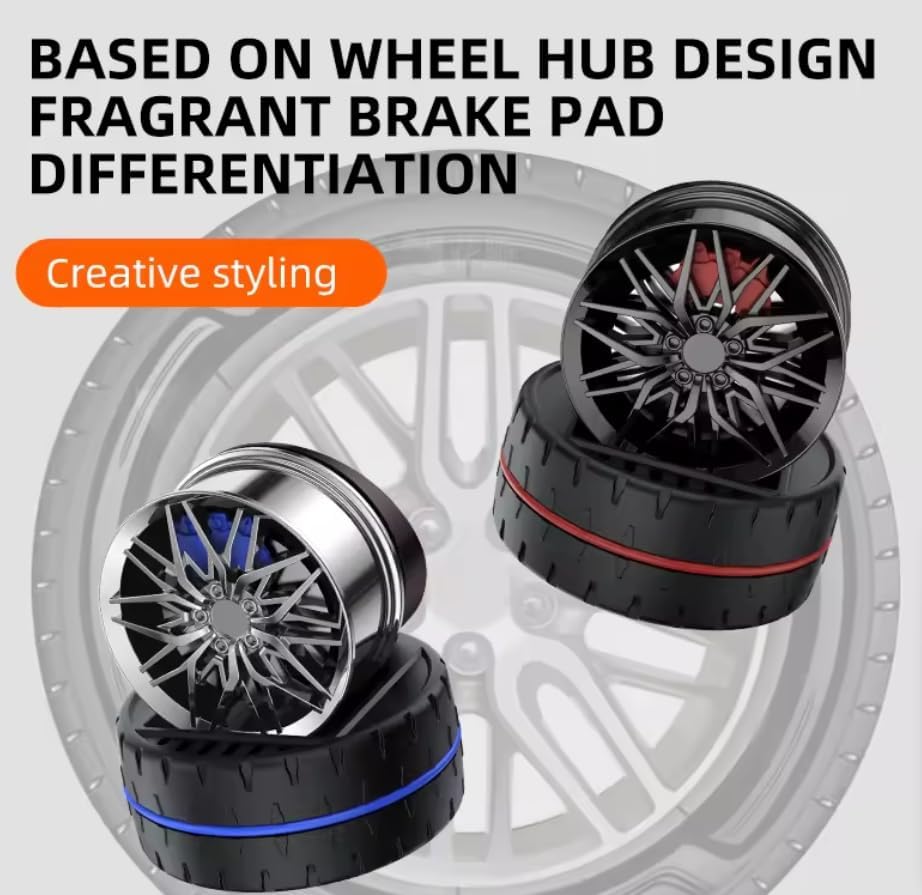 Solar Rotating Car Dashboard Air Freshener/Perfume Diffuser | Metal Body & Alloy Wheel Hub Design with Perfume Liquid for Car Interior Decoration Accessories (Standard)