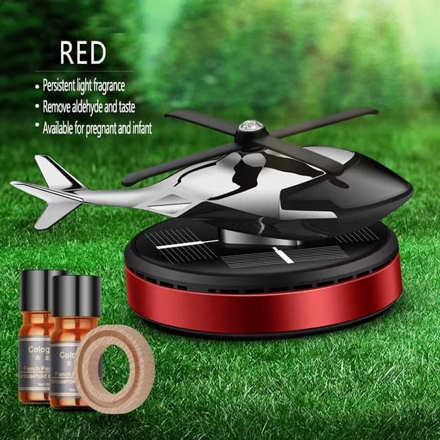 Helicopter Shaped Premium Solar Powered Car Air Freshner Car Dashboard Accessory For All Cars Interior Decoration and Aromatherapy (Random Colors)