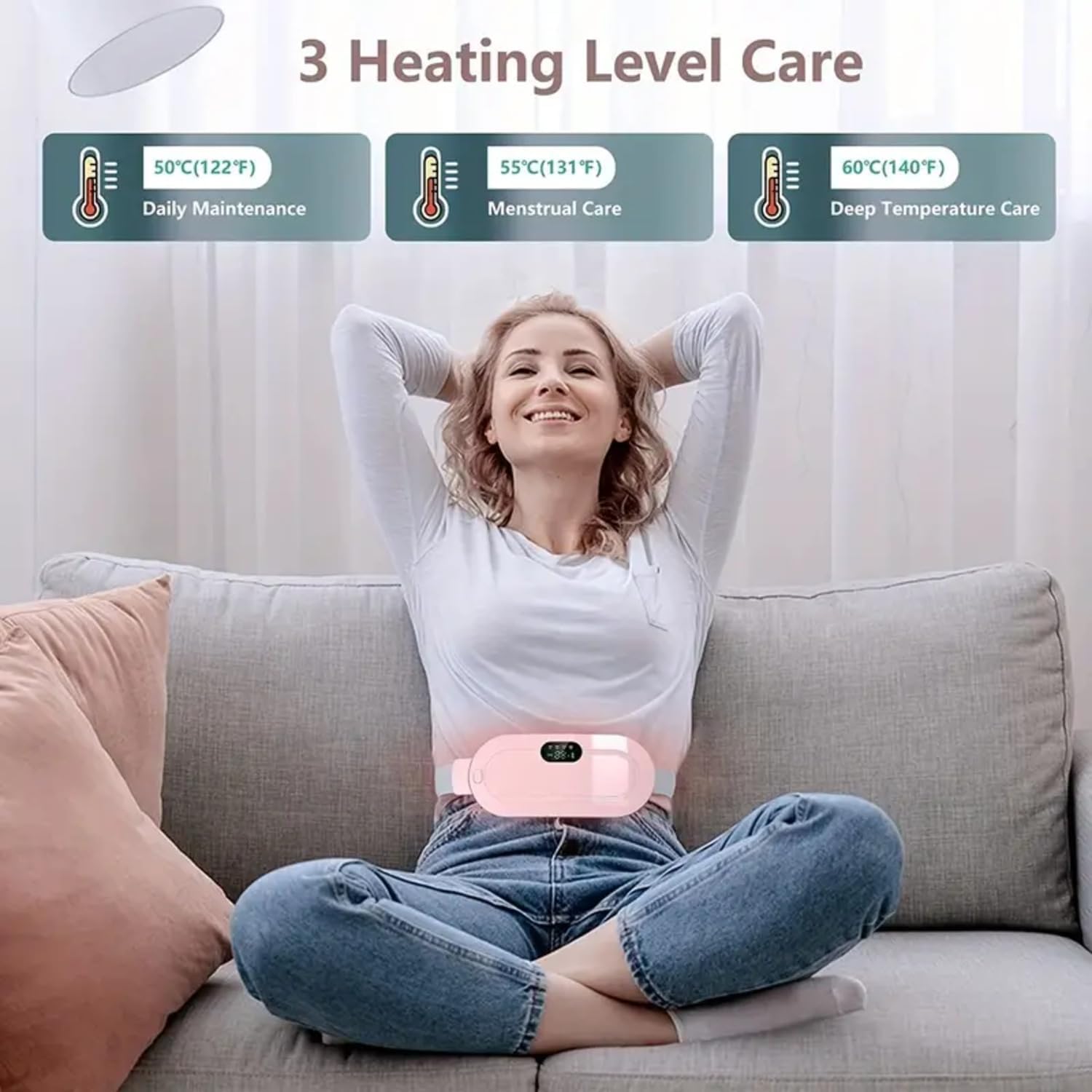 Period Cramp Relief Massager With Heating Pad For Back Pain|Cramp free- Period Cramp Relief Heater & Massager|Works As Periods Pain Relief Products|Periods Cramps Relief Machine।Stomach,Back or Belly Heating Pad for Women & Girl