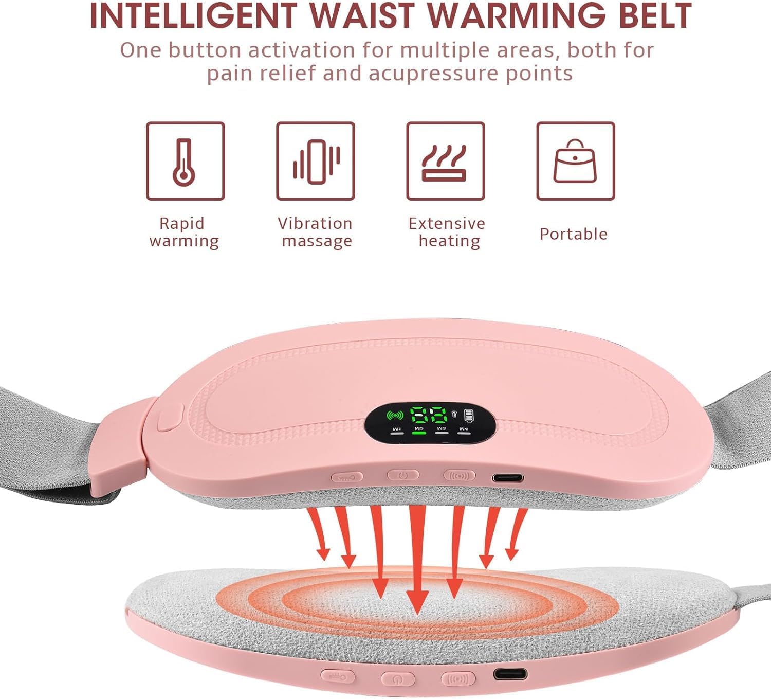 Period Cramp Relief Massager With Heating Pad For Back Pain|Cramp free- Period Cramp Relief Heater & Massager|Works As Periods Pain Relief Products|Periods Cramps Relief Machine।Stomach,Back or Belly Heating Pad for Women & Girl
