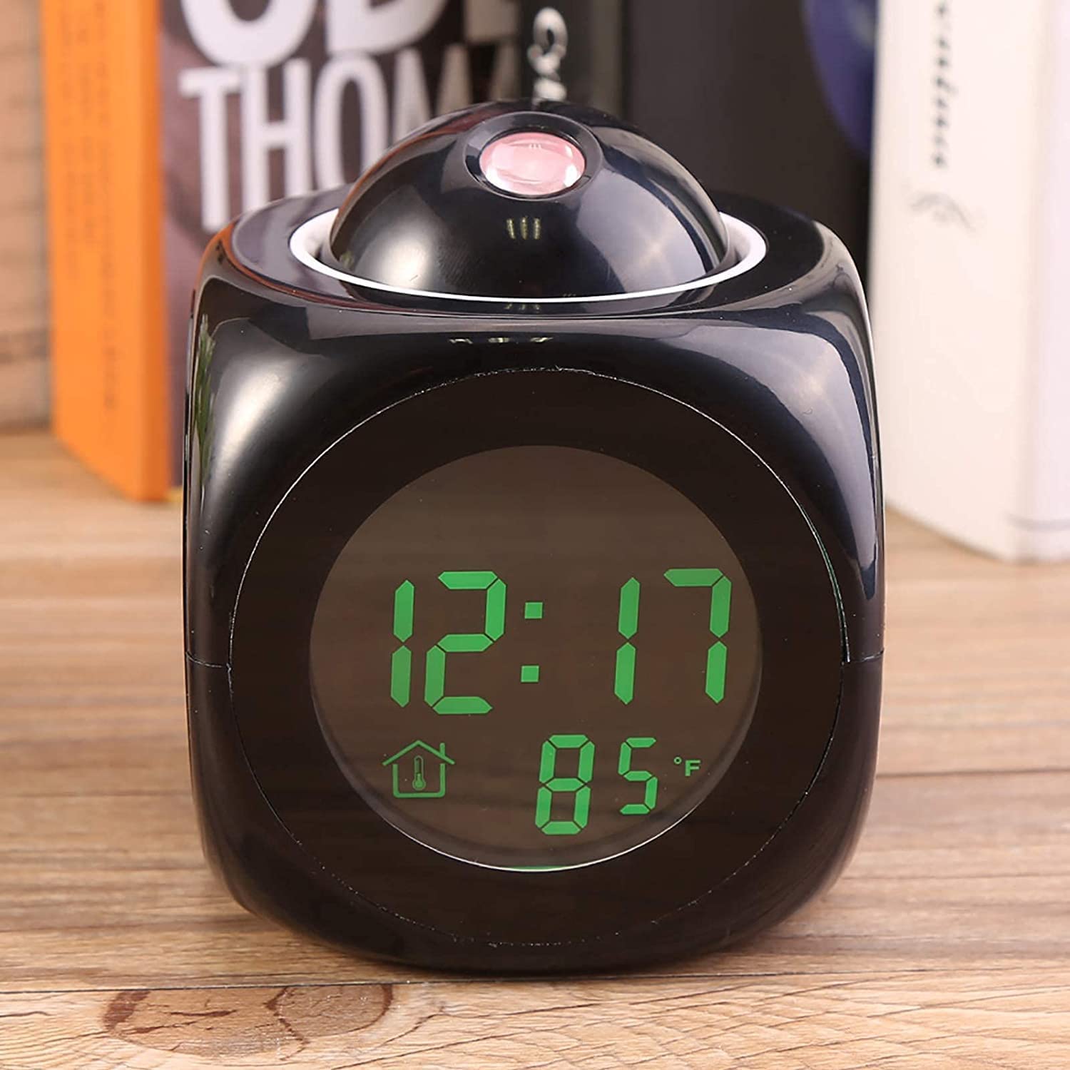 DIGSMORDEN Wall Projector Clock, Multi-Function Digital Projection Digital Alarm Clock Projection on Ceiling, Temperature Display LED Alarm Clock Wall Projection Clock with Voice Talking Function